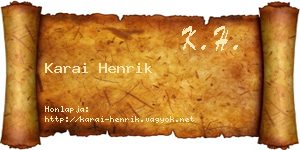 Karai Henrik névjegykártya